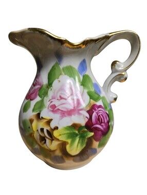 Andrea by Sadek 1980s shabby chic cottagecore 6" Victorian style pitcher vase